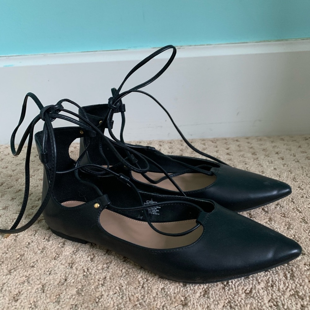 lace-up pointed toe flats // old navy
